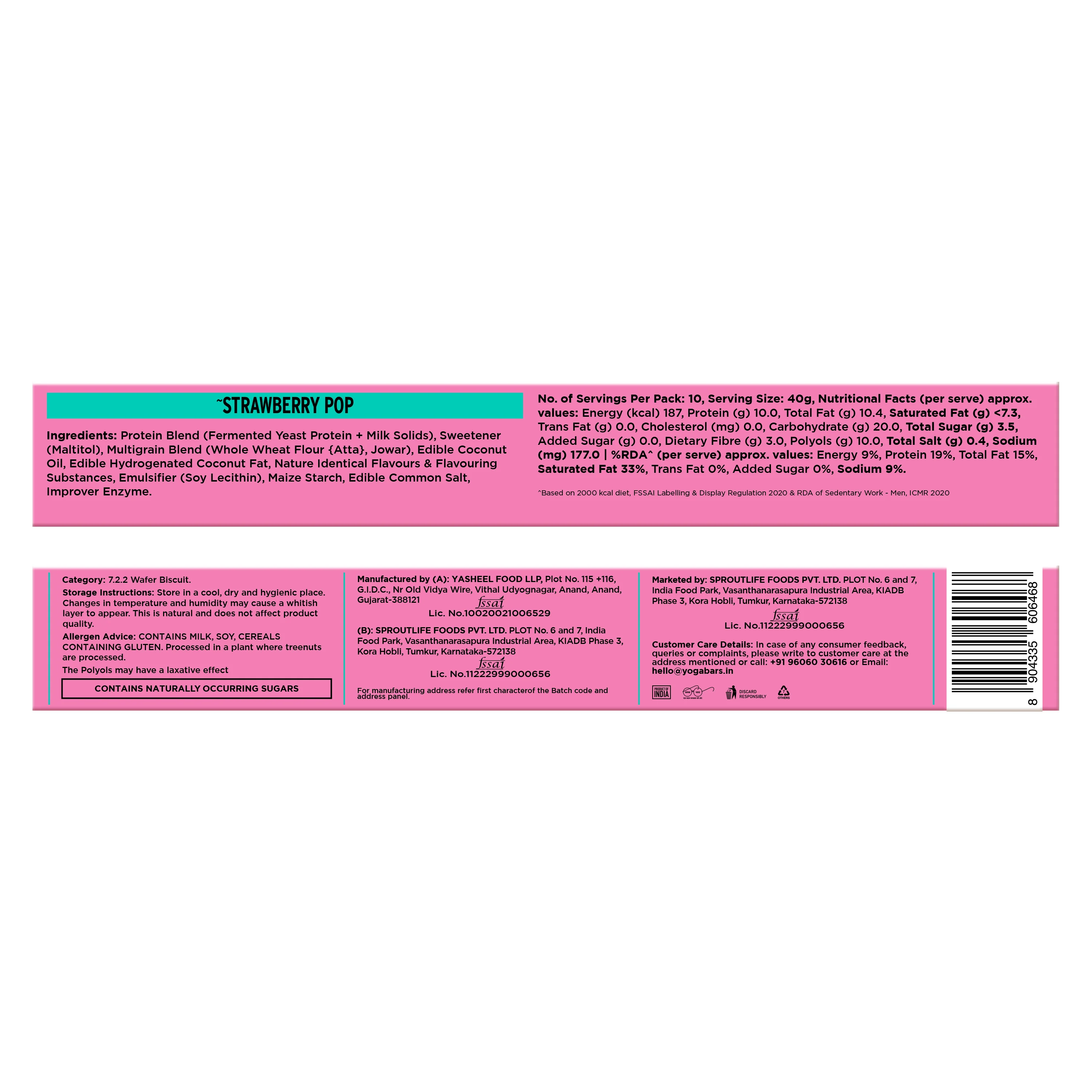 10g Protein Wafer Bars Strawberry Pop Flavour - Pack of 10 - Image 6
