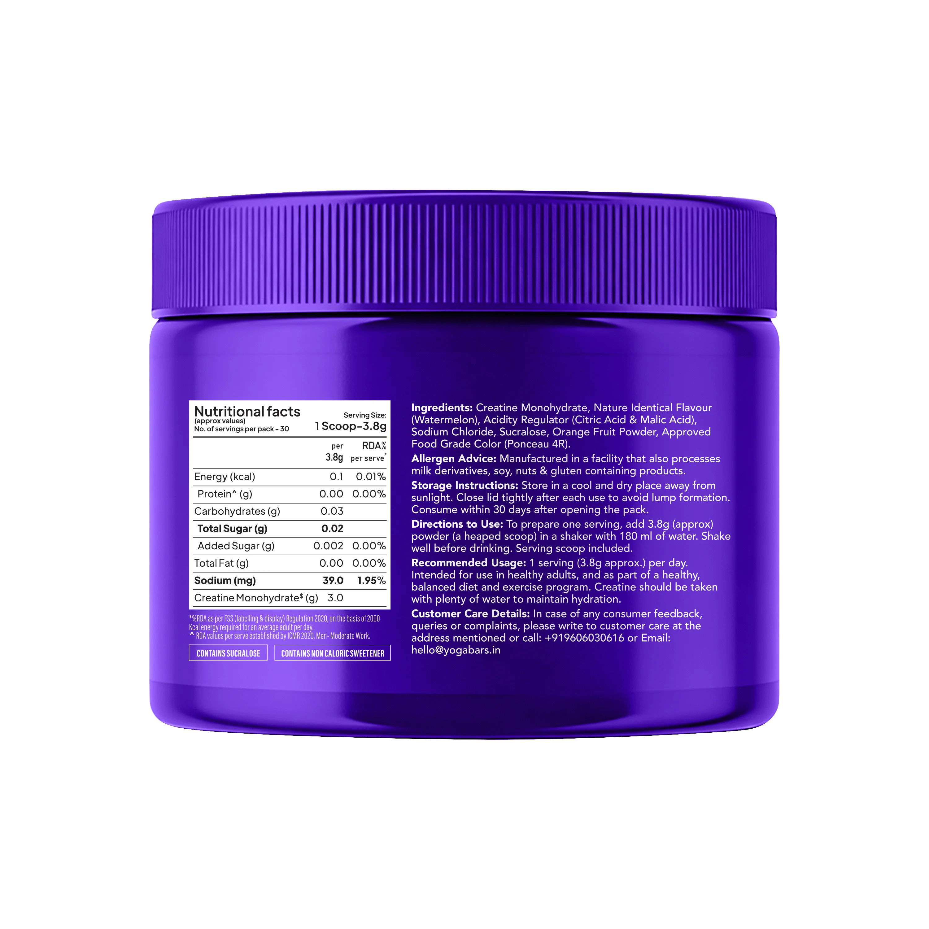 Micronised Creatine Monohydrate - Watermelon - 3g per scoop 114g - Image 2