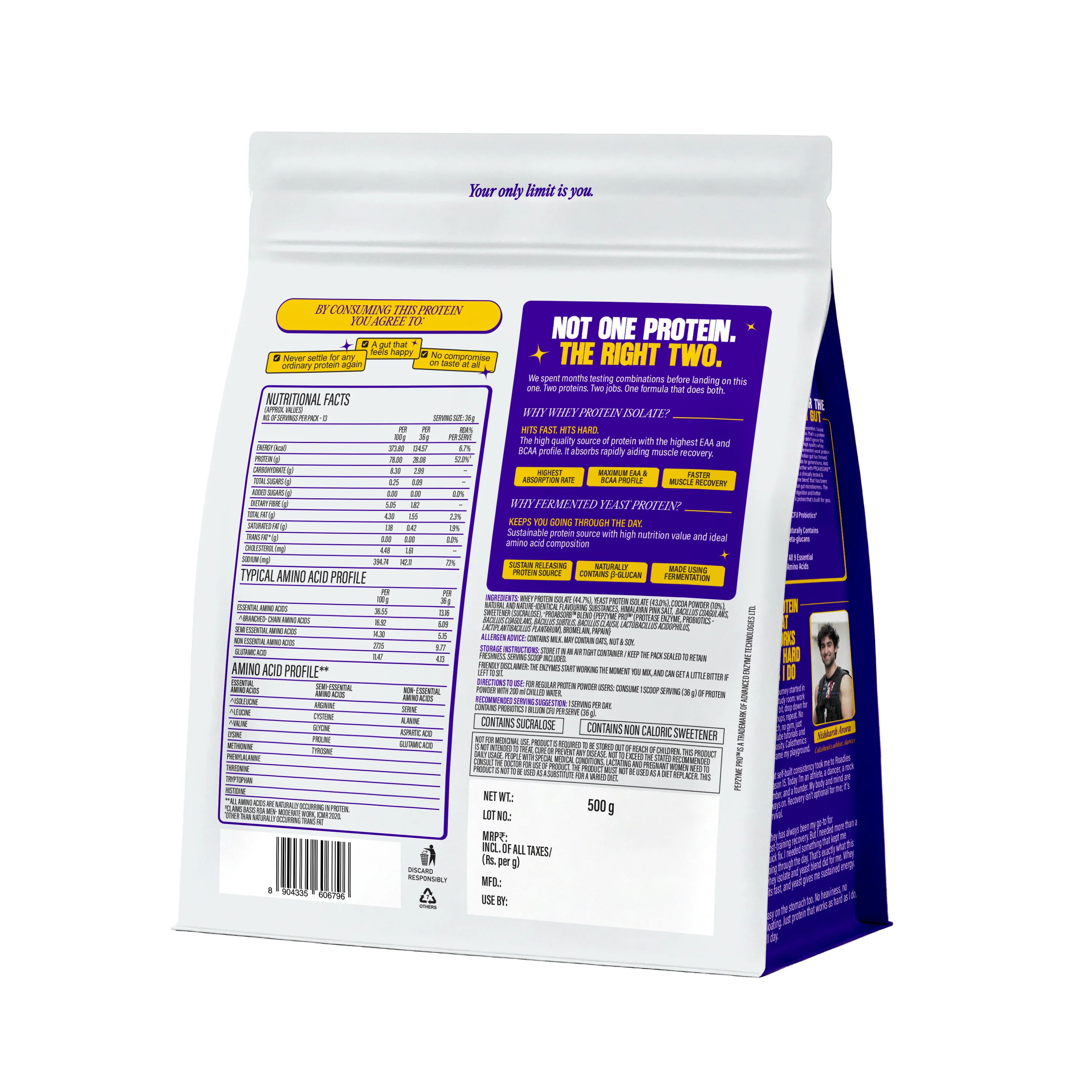 Ultimate Whey Isolate with Fermented Yeast Protein - Chocolate - 500gm - Image 9